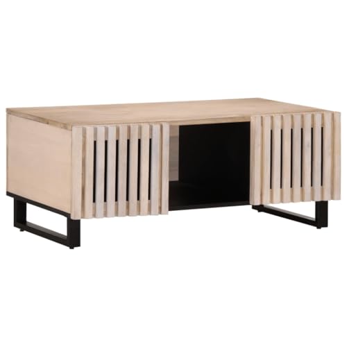 Qnhdfrt Couchtisch Beistelltisch Weiß 100x55x40 cm Massivholz Mango mit Stauraum 2 Türen 3 Fächer Multifunktional für Wohnzimmer Couch Qnhdfrt Couchtisch Beistelltisch Weiß 100x55x40 cm Massivholz Mango mit Stauraum 2 Türen 3 Fächer Multifunktional für Wohnzimmer Couch von Qnhdfrt