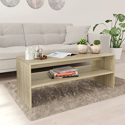 Qnhdfrt Couchtisch Beistelltisch aus Holzwerkstoff mit offenem Regal Sonoma-Eiche 100x40x40 cm zeitgenössisches Design für Wohnzimmer Flur oder Schlafzimmer Qnhdfrt Couchtisch Beistelltisch aus Holzwerkstoff mit offenem Regal Sonoma-Eiche 100x40x40 cm zeitgenössisches Design für Wohnzimmer Flur oder Schlafzimmer von Qnhdfrt