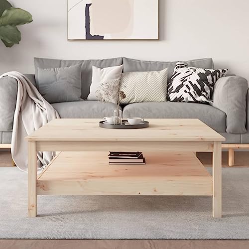 Qnhdfrt Couchtisch Beistelltisch aus Massivem Kiefernholz 100x100x40 cm Quadratisch mit Regal Stabil für Wohnzimmer Schlafzimmer Flur Qnhdfrt Couchtisch Beistelltisch aus Massivem Kiefernholz 100x100x40 cm Quadratisch mit Regal Stabil für Wohnzimmer Schlafzimmer Flur von Qnhdfrt