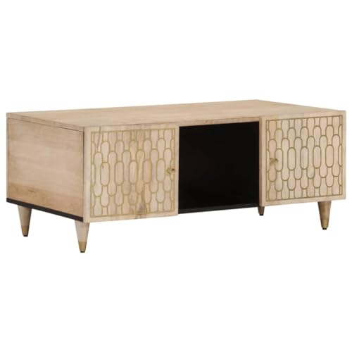 Qnhdfrt Couchtisch Beistelltisch aus Massivholz Mango mit Handgeschnitztem Design 100x54x40 cm Praktischer Stauraum Tür für Wohnzimmer Elegantes Möbel Qnhdfrt Couchtisch Beistelltisch aus Massivholz Mango mit Handgeschnitztem Design 100x54x40 cm Praktischer Stauraum Tür für Wohnzimmer Elegantes Möbel von Qnhdfrt