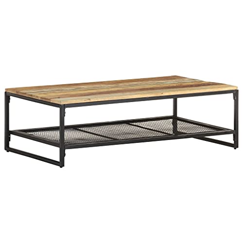 Qnhdfrt Couchtisch Beistelltisch aus Recyceltem Massivholz 110x60x35 cm mit Eisenbeinen und Regal Rustikaler Vintage Look für Wohnzimmer Couchbereich Qnhdfrt Couchtisch Beistelltisch aus Recyceltem Massivholz 110x60x35 cm mit Eisenbeinen und Regal Rustikaler Vintage Look für Wohnzimmer Couchbereich von Qnhdfrt