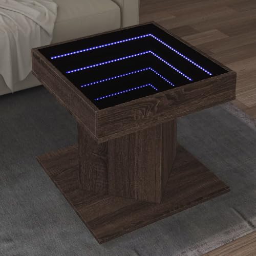 Qnhdfrt Couchtisch Beistelltisch mit LED Infinity Spiegel Braun Eichenoptik 50x50x45 cm Holzwerkstoff Multifunktionaler Wohnzimmertisch für Wohnzimmer Schlafzimmer Flur Qnhdfrt Couchtisch Beistelltisch mit LED Infinity Spiegel Braun Eichenoptik 50x50x45 cm Holzwerkstoff Multifunktionaler Wohnzimmertisch für Wohnzimmer Schlafzimmer Flur von Qnhdfrt