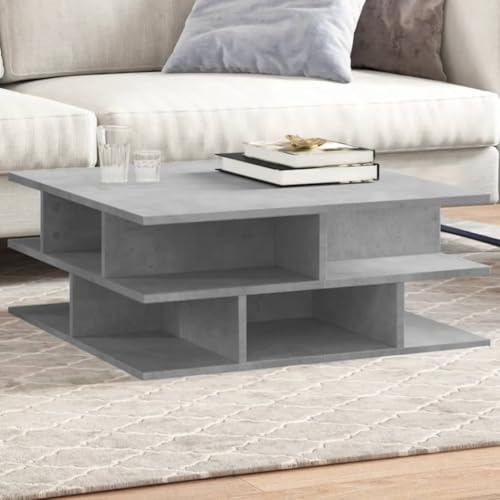 Qnhdfrt Couchtisch Betongrau 70x70x29 cm Holzwerkstoff Moderner Beistelltisch mit Stauraum für Wohnzimmer Elegantes Design von Qnhdfrt