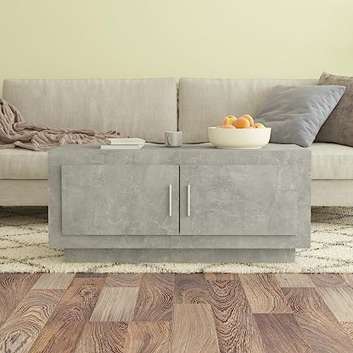 Qnhdfrt Couchtisch Betongrau mit Stauraum 102x50x45 cm Holzwerkstoff Beistelltisch Sofatisch Modernes Design für Wohnzimmer von Qnhdfrt