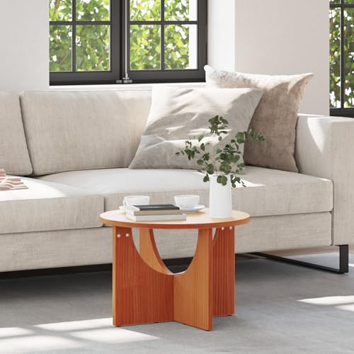 Qnhdfrt Couchtisch Braun 50 x 50 x 35 cm Massivkiefer - Rustikaler runder Wohnzimmertisch aus massivem Kiefernholz mit einfachem Design für gemütliche Atmosphäre Qnhdfrt Couchtisch Braun 50 x 50 x 35 cm Massivkiefer - Rustikaler runder Wohnzimmertisch aus massivem Kiefernholz mit einfachem Design für gemütliche Atmosphäre von Qnhdfrt