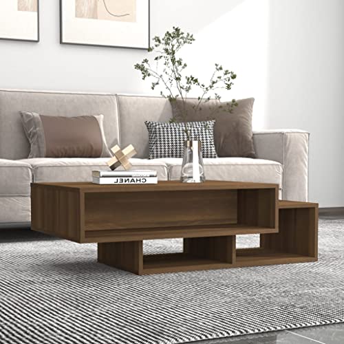Qnhdfrt Couchtisch Braun Eichen-Optik 105x55x32 cm aus Holzwerkstoff mit 3 Fächern asymmetrischem Design und praktischer Tischplatte für Wohnzimmer Büro oder Flur Qnhdfrt Couchtisch Braun Eichen-Optik 105x55x32 cm aus Holzwerkstoff mit 3 Fächern asymmetrischem Design und praktischer Tischplatte für Wohnzimmer Büro oder Flur von Qnhdfrt