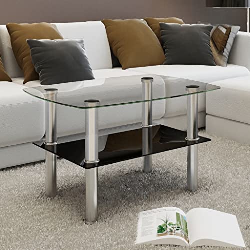 Qnhdfrt Couchtisch Glas mit Ablage Kleiner Beistelltisch Transparent Schwarz 65x45x43cm Modernes Design für Wohnzimmer Bar und Hotel Qnhdfrt Couchtisch Glas mit Ablage Kleiner Beistelltisch Transparent Schwarz 65x45x43cm Modernes Design für Wohnzimmer Bar und Hotel von Qnhdfrt