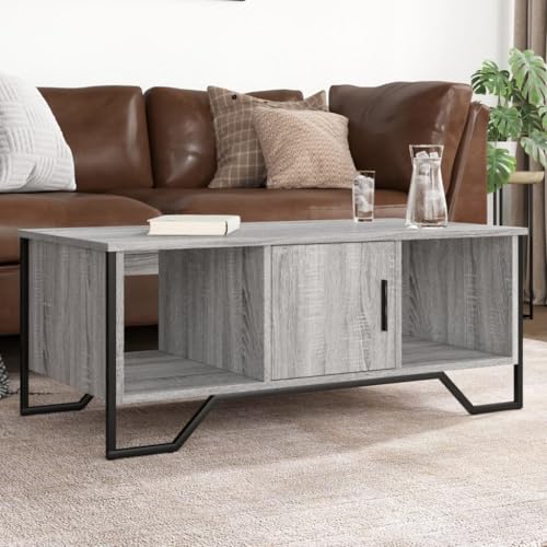 Qnhdfrt Couchtisch Grau Sonoma Beistelltisch Nachttisch 100x51x40 cm aus Holzwerkstoff Metall robuster eleganter Tisch mit Stauraum für Wohnzimmer Schlafzimmer oder Flur Qnhdfrt Couchtisch Grau Sonoma Beistelltisch Nachttisch 100x51x40 cm aus Holzwerkstoff Metall robuster eleganter Tisch mit Stauraum für Wohnzimmer Schlafzimmer oder Flur von Qnhdfrt