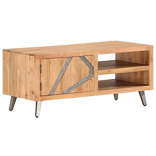 Qnhdfrt Couchtisch Industriestil Vintage 90x45x40 cm Massivholz Akazie mit Stauraum 2 Fächer und 1 Tür Pulverbeschichtete Stahlbeine für Wohnzimmer Schlafzimmer oder Flur Robustes Design Qnhdfrt Couchtisch Industriestil Vintage 90x45x40 cm Massivholz Akazie mit Stauraum 2 Fächer und 1 Tür Pulverbeschichtete Stahlbeine für Wohnzimmer Schlafzimmer oder Flur Robustes Design von Qnhdfrt