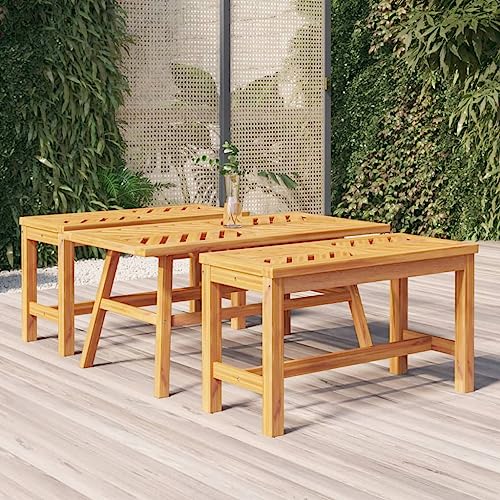Qnhdfrt Couchtisch Massivholz Akazie 100x50x45 cm Outdoor mit Fischgräten-Design für Garten Terrasse Balkon Robust und Langlebig von Qnhdfrt