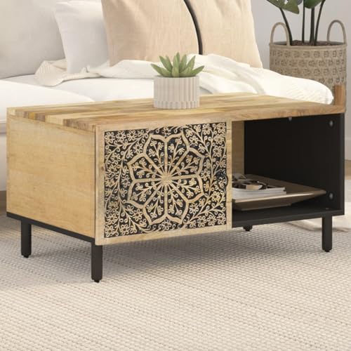 Qnhdfrt Couchtisch Massivholz Mango 80x50x40 cm Beistelltisch mit Stauraum Vintage Design Eisenbeine für Wohnzimmer Qnhdfrt Couchtisch Massivholz Mango 80x50x40 cm Beistelltisch mit Stauraum Vintage Design Eisenbeine für Wohnzimmer von Qnhdfrt