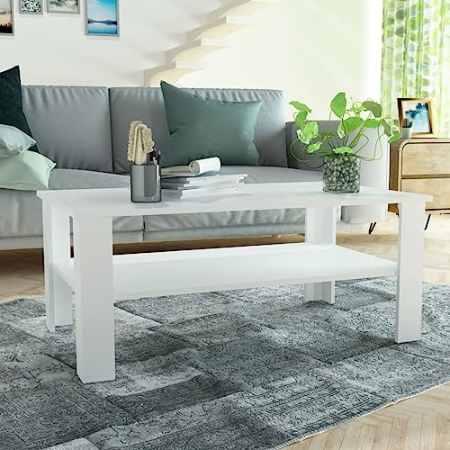 Qnhdfrt Couchtisch Mattweiß Holzwerkstoff 100x59x42 cm mit unterem Regal – Schmaler Beistelltisch für Wohnzimmer und Couchbereich Modernes Design Qnhdfrt Couchtisch Mattweiß Holzwerkstoff 100x59x42 cm mit unterem Regal – Schmaler Beistelltisch für Wohnzimmer und Couchbereich Modernes Design von Qnhdfrt