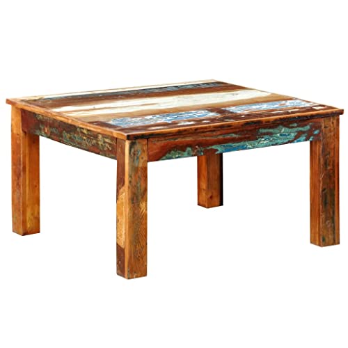 Qnhdfrt Couchtisch Quadratisch Altholz Vintage 80x80x45cm Recyceltes Massivholz Handgefertigter Beistelltisch Wohnzimmer Tisch Einzigartiges Design von Qnhdfrt