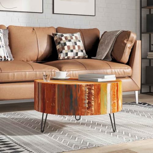 Qnhdfrt Couchtisch Rund aus Recyceltem Altholz Massiv Vintage Stil 70 cm Durchmesser 38 cm Höhe mit Eisenbeinen Handgefertigt Einzigartiges Möbel für Wohnzimmer Deko Qnhdfrt Couchtisch Rund aus Recyceltem Altholz Massiv Vintage Stil 70 cm Durchmesser 38 cm Höhe mit Eisenbeinen Handgefertigt Einzigartiges Möbel für Wohnzimmer Deko von Qnhdfrt