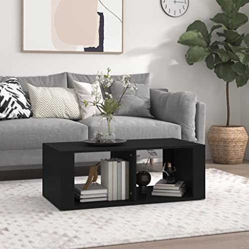 Qnhdfrt Couchtisch Schwarz 100x50x36 cm Holzwerkstoff Moderner Beistelltisch mit Stauraum für Wohnzimmer Schlafzimmer oder Flur von Qnhdfrt