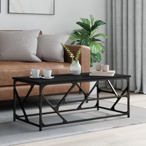 Qnhdfrt Couchtisch Schwarz 100x50x40 cm Holzwerkstoff Metall Industrial Design Robuste Tischplatte Höhenverstellbare Beine für Wohnzimmer Beistelltisch Sofa Tisch Qnhdfrt Couchtisch Schwarz 100x50x40 cm Holzwerkstoff Metall Industrial Design Robuste Tischplatte Höhenverstellbare Beine für Wohnzimmer Beistelltisch Sofa Tisch von Qnhdfrt