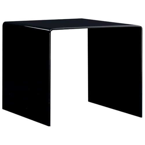Qnhdfrt Couchtisch Schwarz 50x50x45 cm aus gehärtetem Sicherheitsglas Modernes Design Beistelltisch Nachttisch für Wohnzimmer Schlafzimmer von Qnhdfrt