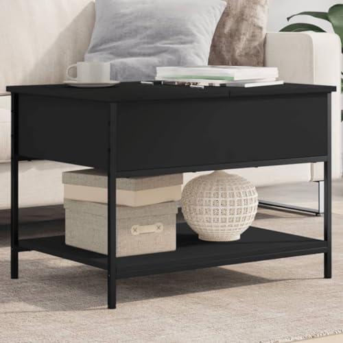 Qnhdfrt Couchtisch Schwarz 70x50x50 cm aus Holzwerkstoff und Metall mit Verstellbaren Füßen und Verstecktem Stauraum, Elegantes Möbel für Wohnzimmer Schlafzimmer Flur Qnhdfrt Couchtisch Schwarz 70x50x50 cm aus Holzwerkstoff und Metall mit Verstellbaren Füßen und Verstecktem Stauraum, Elegantes Möbel für Wohnzimmer Schlafzimmer Flur von Qnhdfrt