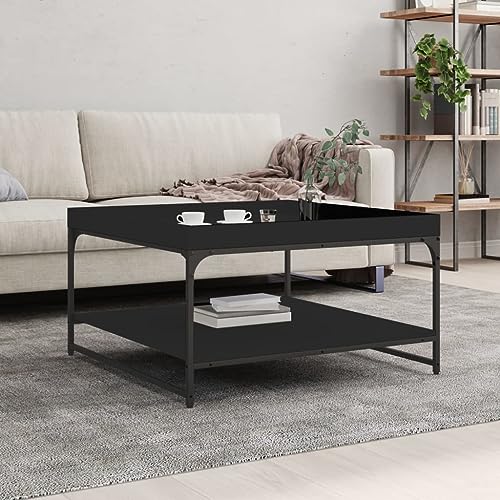 Qnhdfrt Couchtisch Schwarz Beistelltisch mit Holzwerkstoff und Eisen 80x80x45 cm Verstellbare Beine Modernes Design für Wohnzimmer und Schlafzimmer Qnhdfrt Couchtisch Schwarz Beistelltisch mit Holzwerkstoff und Eisen 80x80x45 cm Verstellbare Beine Modernes Design für Wohnzimmer und Schlafzimmer von Qnhdfrt