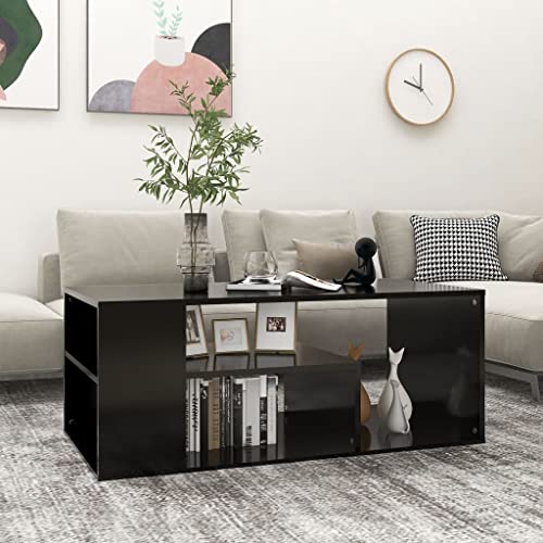 Qnhdfrt Couchtisch Schwarz Holzwerkstoff 100x50x40 cm Modern mit Stauraum für Wohnzimmer – Stabil und Langlebig von Qnhdfrt