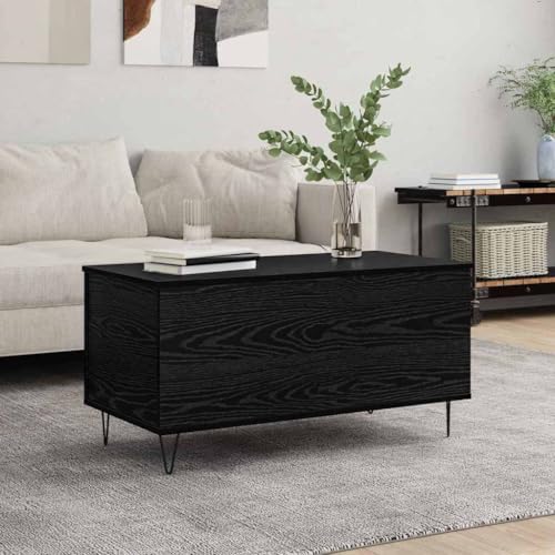Qnhdfrt Couchtisch Schwarze Eiche 90 x 44,5 x 45 cm Holzwerkstoff mit Klappdeckel Stauraum Industrial Design Robuste Metallbeine Modernes Möbelstück für Wohnzimmer Schlafzimmer Flur Qnhdfrt Couchtisch Schwarze Eiche 90 x 44,5 x 45 cm Holzwerkstoff mit Klappdeckel Stauraum Industrial Design Robuste Metallbeine Modernes Möbelstück für Wohnzimmer Schlafzimmer Flur von Qnhdfrt
