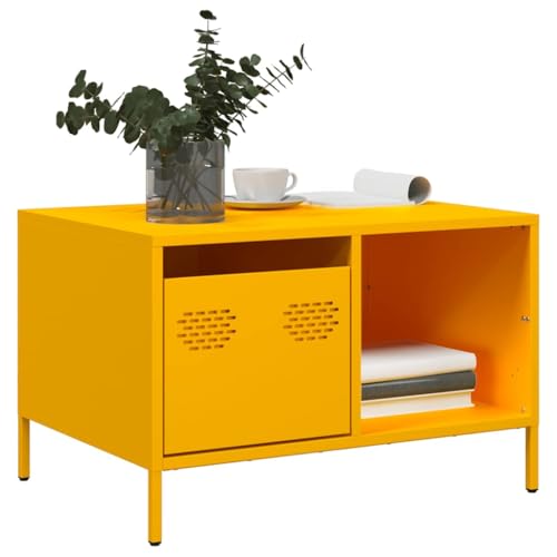 Qnhdfrt Couchtisch Senfgelb aus Kaltgewalztem Stahl 68,5x50x43,5 cm Industriestil mit Verstellbaren Beinen Stauraum für Wohnzimmer Schlafzimmer als Beistelltisch oder Nachttisch Qnhdfrt Couchtisch Senfgelb aus Kaltgewalztem Stahl 68,5x50x43,5 cm Industriestil mit Verstellbaren Beinen Stauraum für Wohnzimmer Schlafzimmer als Beistelltisch oder Nachttisch von Qnhdfrt