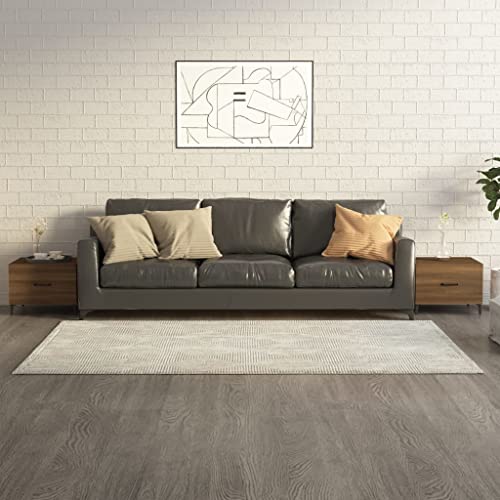 Qnhdfrt Couchtisch Set 2 STK. mit Metallbeinen Braun Eichen-Optik 50x50x40 cm Industrieller Charme Robuster Beistelltisch mit Stauraum für Wohnzimmer Schlafzimmer Flur von Qnhdfrt
