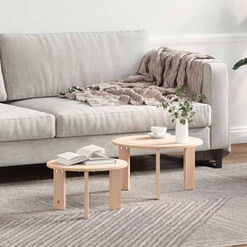 Qnhdfrt Couchtisch Set 2-TLG Massivkiefer Natur 47,5 x 47,5 x 27 cm Modernes Design mit Nesting-Funktion für Wohnzimmer und kleine Räume Qnhdfrt Couchtisch Set 2-TLG Massivkiefer Natur 47,5 x 47,5 x 27 cm Modernes Design mit Nesting-Funktion für Wohnzimmer und kleine Räume von Qnhdfrt