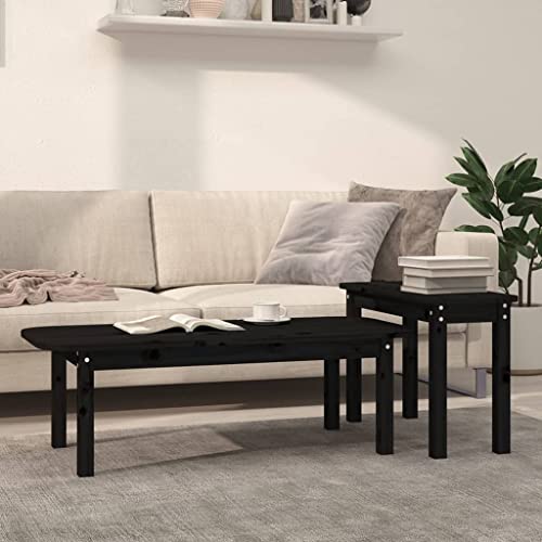 Qnhdfrt Couchtisch-Set Schwarz Massivholz Kiefer Platzsparendes Design 2 Beistelltische mit unterschiedlichen Höhen für Wohnzimmer Schlafzimmer und Flur Qnhdfrt Couchtisch-Set Schwarz Massivholz Kiefer Platzsparendes Design 2 Beistelltische mit unterschiedlichen Höhen für Wohnzimmer Schlafzimmer und Flur von Qnhdfrt