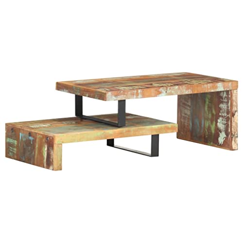 Qnhdfrt Couchtisch Set aus Recyceltem Massivholz Zwei Tische Vintage Design für Wohnzimmer und Büro Oberer Tisch 90x50x40 cm Unterer Tisch 80x50x20 cm Einzigartige Holzmaserung Stabile Eisenbeine Qnhdfrt Couchtisch Set aus Recyceltem Massivholz Zwei Tische Vintage Design für Wohnzimmer und Büro Oberer Tisch 90x50x40 cm Unterer Tisch 80x50x20 cm Einzigartige Holzmaserung Stabile Eisenbeine von Qnhdfrt
