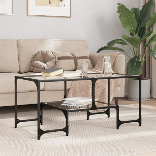Qnhdfrt Couchtisch Transparent mit Glasplatte und Stahlgestell 98.5x50x45 cm Moderner Beistelltisch für Wohnzimmer Elegantes Design Qnhdfrt Couchtisch Transparent mit Glasplatte und Stahlgestell 98.5x50x45 cm Moderner Beistelltisch für Wohnzimmer Elegantes Design von Qnhdfrt