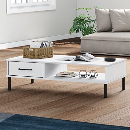 Qnhdfrt Couchtisch Weiß Massivholz Kiefer mit Metallbeinen und Stauraum 100x55x29 cm Beistelltisch Sofatisch für Wohnzimmer Modernes Design Qnhdfrt Couchtisch Weiß Massivholz Kiefer mit Metallbeinen und Stauraum 100x55x29 cm Beistelltisch Sofatisch für Wohnzimmer Modernes Design von Qnhdfrt