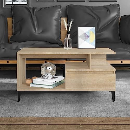 Qnhdfrt Couchtisch aus Holzwerkstoff und Metall in Sonoma-Eiche, 90x49x45 cm, mit stabilen Metallfüßen und großem Stauraum für Wohnzimmer, Couchbereich oder als Beistelltisch Qnhdfrt Couchtisch aus Holzwerkstoff und Metall in Sonoma-Eiche, 90x49x45 cm, mit stabilen Metallfüßen und großem Stauraum für Wohnzimmer, Couchbereich oder als Beistelltisch von Qnhdfrt