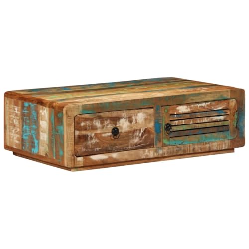 Qnhdfrt Couchtisch aus Massivem Altholz mit Tür und Schublade 89x55x29 cm Gemischter Farbgebung Einzigartiges Design für Wohnzimmer Praktischer Stauraum Qnhdfrt Couchtisch aus Massivem Altholz mit Tür und Schublade 89x55x29 cm Gemischter Farbgebung Einzigartiges Design für Wohnzimmer Praktischer Stauraum von Qnhdfrt