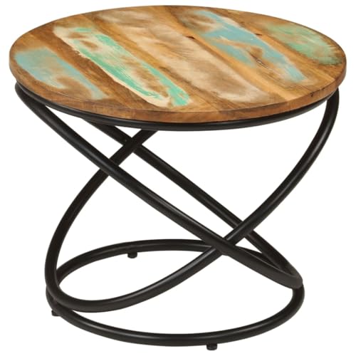 Qnhdfrt Couchtisch aus Massivem Altholz und Stahl Industrie-Stil Ø50x40 cm Robuster Beistelltisch mit Einzigartiger Optik für Wohnzimmer Schlafzimmer Flur von Qnhdfrt