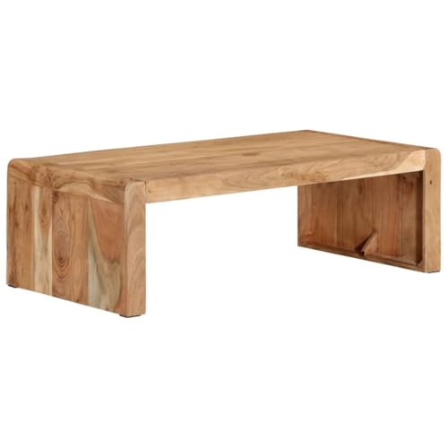 Qnhdfrt Couchtisch aus Massivholz Akazie 110x55x35 cm Landhaus-Stil Beistelltisch für Wohnzimmer Sofa Bereich von Qnhdfrt