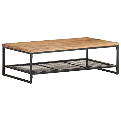Qnhdfrt Couchtisch aus Massivholz Akazie 110x60x35 cm mit Eisenbeinen und Regal fürs Wohnzimmer Rustikaler Beistelltisch mit Stauraum Qnhdfrt Couchtisch aus Massivholz Akazie 110x60x35 cm mit Eisenbeinen und Regal fürs Wohnzimmer Rustikaler Beistelltisch mit Stauraum von Qnhdfrt