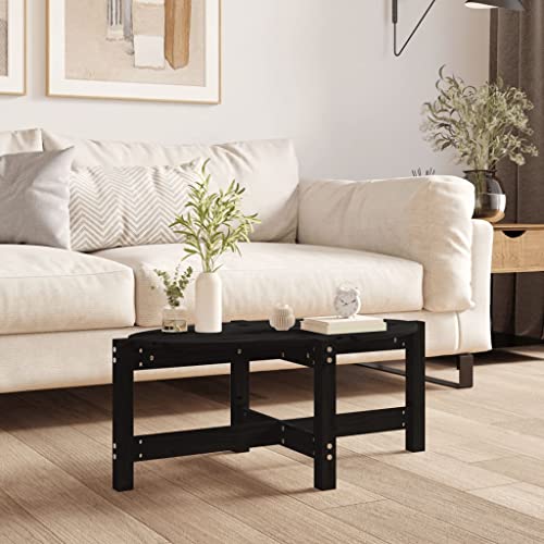 Qnhdfrt Couchtisch aus Massivholz Kiefer Schwarz 87x48x35 cm Rustikaler Beistelltisch für Wohnzimmer von Qnhdfrt