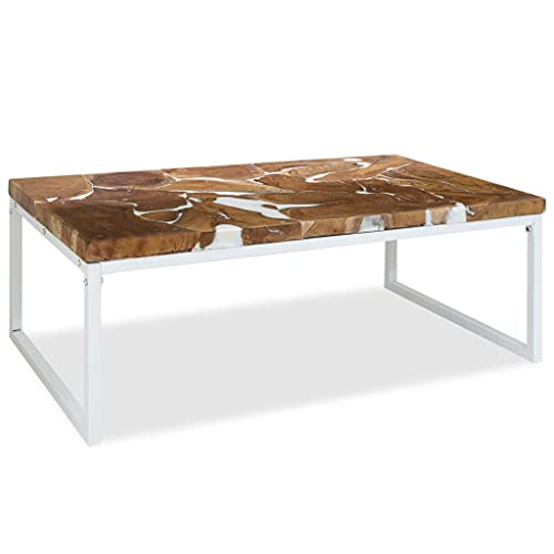 Qnhdfrt Couchtisch aus echtem Teakholz mit Harzfüllung 110x60x40 cm rustikales Design Stahlgestell für Wohnzimmer Couch und als Beistelltisch Qnhdfrt Couchtisch aus echtem Teakholz mit Harzfüllung 110x60x40 cm rustikales Design Stahlgestell für Wohnzimmer Couch und als Beistelltisch von Qnhdfrt