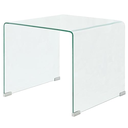 Qnhdfrt Couchtisch aus gehärtetem Sicherheitsglas Transparent 49,5 x 50 x 45 cm Moderne Ablagfläche Kleiner Beistelltisch für Wohnzimmer Schlafzimmer von Qnhdfrt