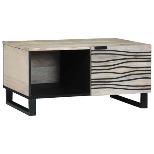 Qnhdfrt Couchtisch aus massivem Mangoholz 80 x 50 x 40 cm in Weiß und Schwarz - Rustikaler Wohnzimmertisch mit Eisenbeinen und geräumigem Regalfach Qnhdfrt Couchtisch aus massivem Mangoholz 80 x 50 x 40 cm in Weiß und Schwarz - Rustikaler Wohnzimmertisch mit Eisenbeinen und geräumigem Regalfach von Qnhdfrt