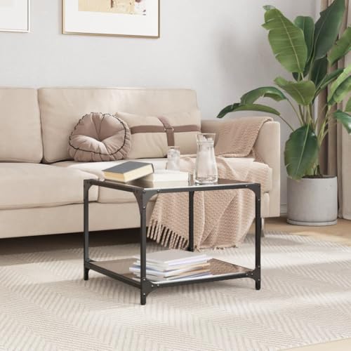 Qnhdfrt Couchtisch mit Glasplatte Schwarz 50x50x40 cm Stahlgestell Moderner Beistelltisch Robust und Stabil für Wohnzimmer Schlafzimmer Qnhdfrt Couchtisch mit Glasplatte Schwarz 50x50x40 cm Stahlgestell Moderner Beistelltisch Robust und Stabil für Wohnzimmer Schlafzimmer von Qnhdfrt