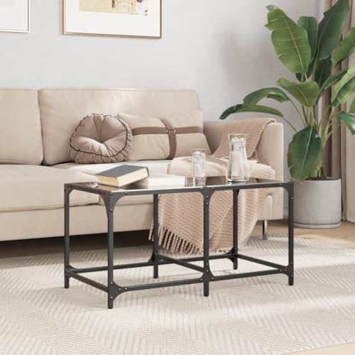 Qnhdfrt Couchtisch mit Glasplatte Schwarz 78,5x40x40 cm Moderner Beistelltisch mit Stahlgestell Stabiles Design für Wohnzimmer Qnhdfrt Couchtisch mit Glasplatte Schwarz 78,5x40x40 cm Moderner Beistelltisch mit Stahlgestell Stabiles Design für Wohnzimmer von Qnhdfrt