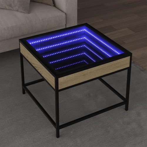 Qnhdfrt Couchtisch mit Infinity LED Beleuchtung in Sonoma-Eiche 50x50x41 cm Beistelltisch Nachttisch mit RGB Licht für Wohnzimmer Schlafzimmer Qnhdfrt Couchtisch mit Infinity LED Beleuchtung in Sonoma-Eiche 50x50x41 cm Beistelltisch Nachttisch mit RGB Licht für Wohnzimmer Schlafzimmer von Qnhdfrt