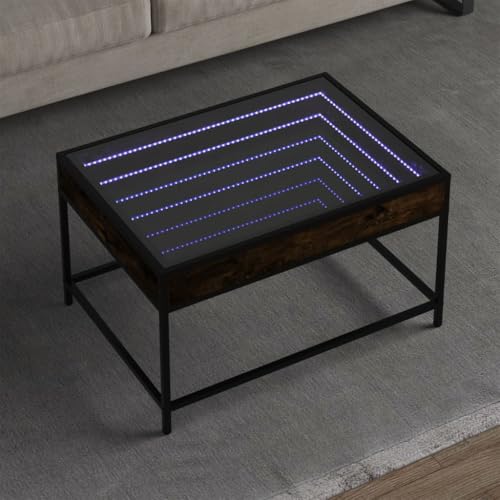 Qnhdfrt Couchtisch mit Infinity LED Spiegel 70x50x41 cm Räuchereiche Beistelltisch Wohnzimmertisch Dekotisch Qnhdfrt Couchtisch mit Infinity LED Spiegel 70x50x41 cm Räuchereiche Beistelltisch Wohnzimmertisch Dekotisch von Qnhdfrt