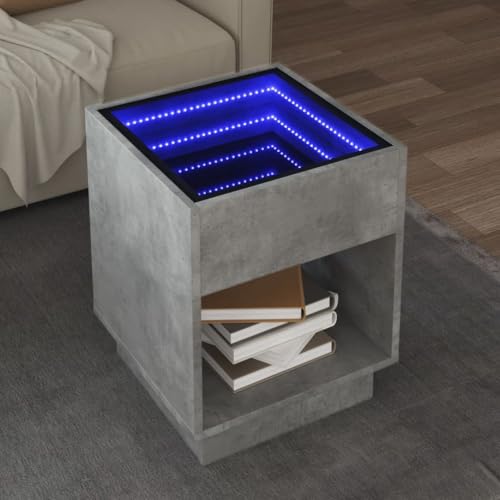 Qnhdfrt Couchtisch mit Infinity LED Spiegel Betongrau 40x40x50 cm - Moderner Beistelltisch mit RGB Beleuchtung für Wohnzimmer Schlafzimmer oder Flur Qnhdfrt Couchtisch mit Infinity LED Spiegel Betongrau 40x40x50 cm - Moderner Beistelltisch mit RGB Beleuchtung für Wohnzimmer Schlafzimmer oder Flur von Qnhdfrt