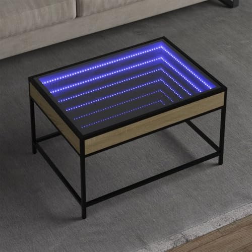 Qnhdfrt Couchtisch mit Infinity LED Spiegel Sonoma Eiche 70x50x41 cm Robuster Beistelltisch mit RGB Beleuchtung für Wohnzimmer Schlafzimmer Qnhdfrt Couchtisch mit Infinity LED Spiegel Sonoma Eiche 70x50x41 cm Robuster Beistelltisch mit RGB Beleuchtung für Wohnzimmer Schlafzimmer von Qnhdfrt