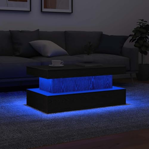 Qnhdfrt Couchtisch mit RGB LED Beleuchtung Schwarz Eichenoptik 90x50x40 cm Moderner Beistelltisch für Wohnzimmer Sofa Qnhdfrt Couchtisch mit RGB LED Beleuchtung Schwarz Eichenoptik 90x50x40 cm Moderner Beistelltisch für Wohnzimmer Sofa von Qnhdfrt