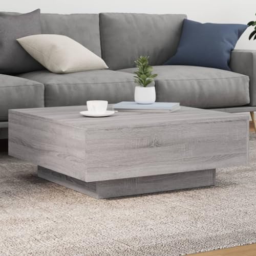 Qnhdfrt Couchtisch mit RGB LED Leuchten Grau Sonoma 80x80x31 cm Moderner Beistelltisch für Wohnzimmer Schlafzimmer oder Flur Stabile Tischplatte und Vielseitiges Design Qnhdfrt Couchtisch mit RGB LED Leuchten Grau Sonoma 80x80x31 cm Moderner Beistelltisch für Wohnzimmer Schlafzimmer oder Flur Stabile Tischplatte und Vielseitiges Design von Qnhdfrt