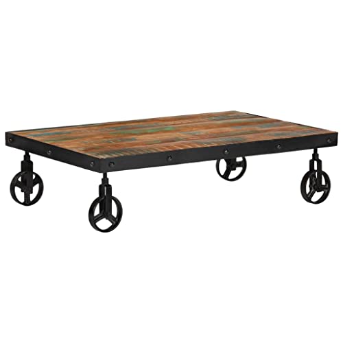 Qnhdfrt Couchtisch mit Rädern Beistelltisch aus Recyceltem Massivholz 110x60x26 cm Vintage Design Landhaus-Stil für Wohnzimmer Schlafzimmer Dekoration Qnhdfrt Couchtisch mit Rädern Beistelltisch aus Recyceltem Massivholz 110x60x26 cm Vintage Design Landhaus-Stil für Wohnzimmer Schlafzimmer Dekoration von Qnhdfrt